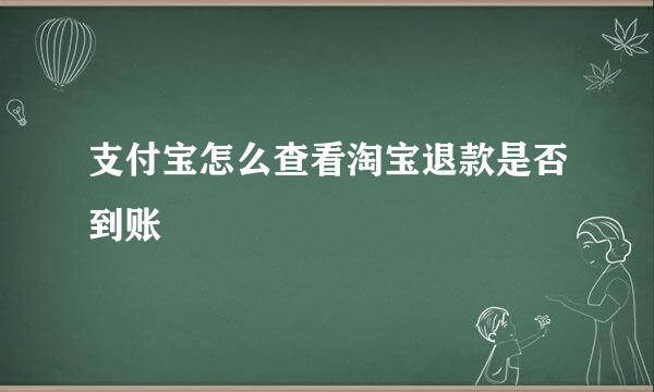 支付宝怎么查看淘宝退款是否到账