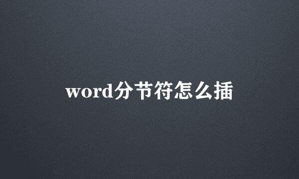 word分节符怎么插