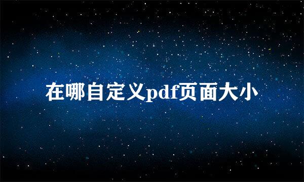 在哪自定义pdf页面大小
