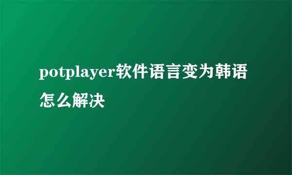 potplayer软件语言变为韩语怎么解决