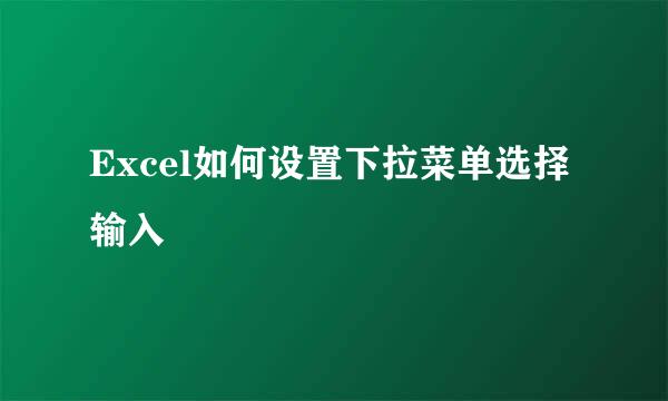 Excel如何设置下拉菜单选择输入