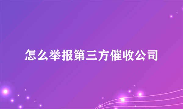 怎么举报第三方催收公司