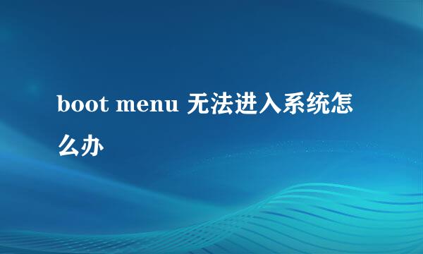 boot menu 无法进入系统怎么办