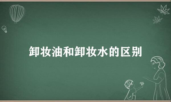 卸妆油和卸妆水的区别