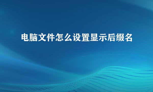 电脑文件怎么设置显示后缀名