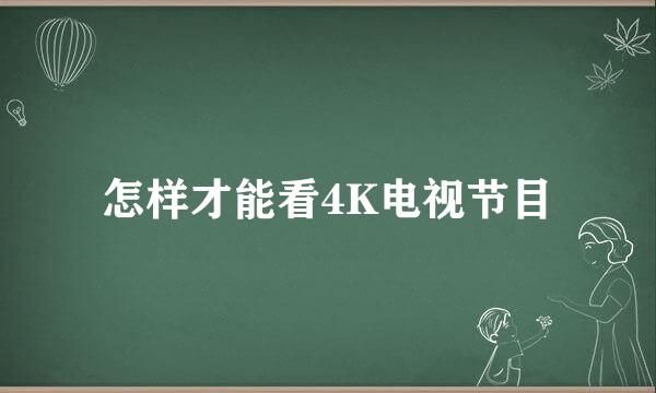 怎样才能看4K电视节目