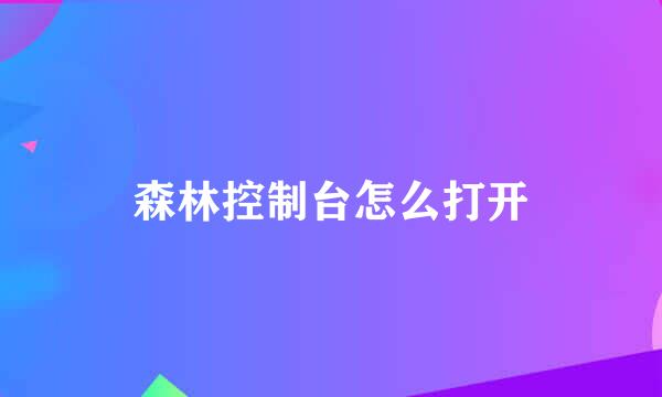 森林控制台怎么打开