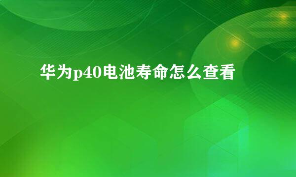 华为p40电池寿命怎么查看