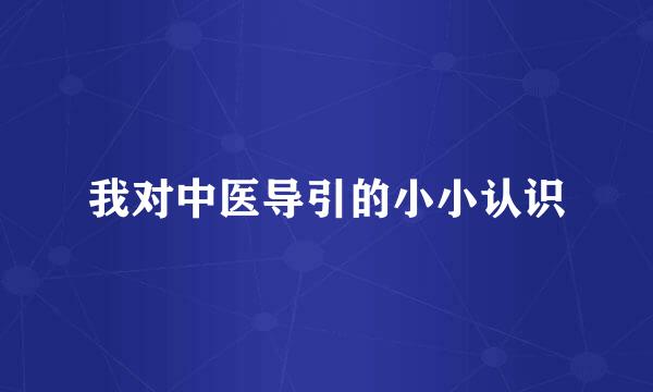 我对中医导引的小小认识