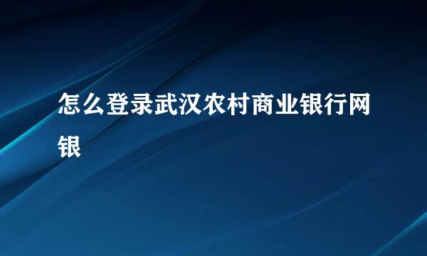 怎么登录武汉农村商业银行网银