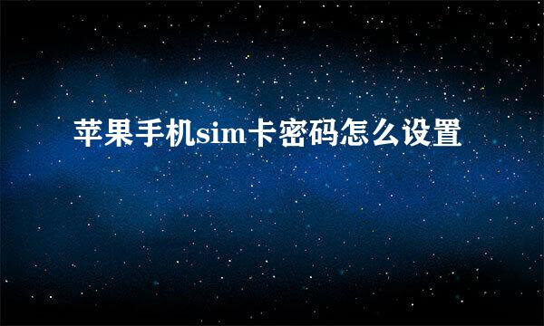 苹果手机sim卡密码怎么设置