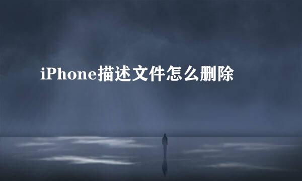 iPhone描述文件怎么删除
