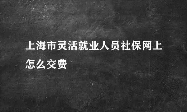 上海市灵活就业人员社保网上怎么交费