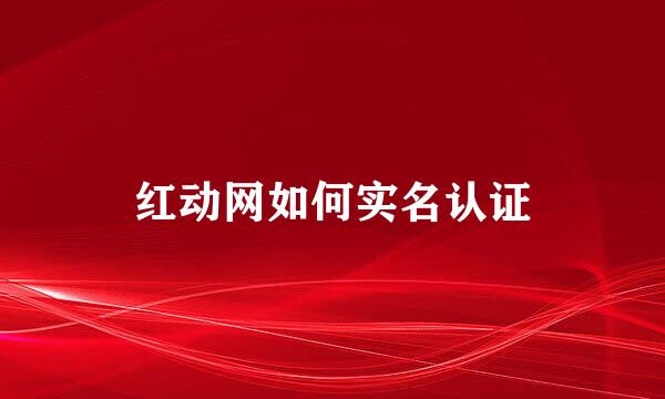 红动网如何实名认证