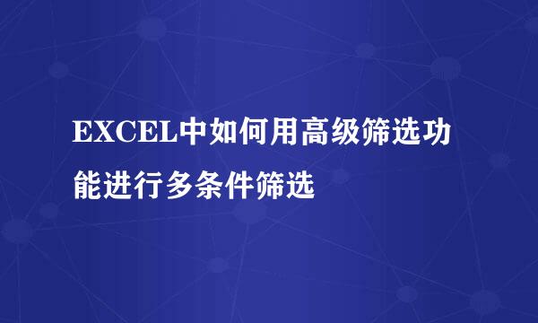 EXCEL中如何用高级筛选功能进行多条件筛选