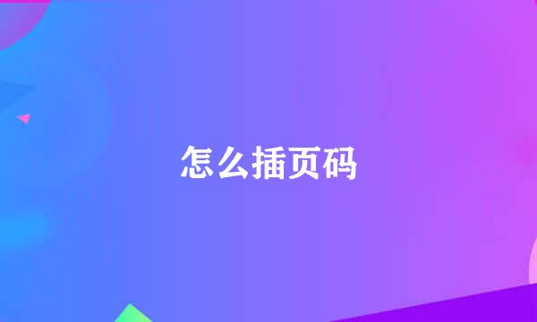 怎么插页码