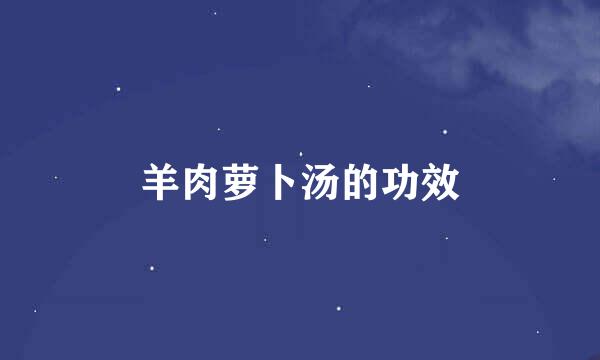 羊肉萝卜汤的功效