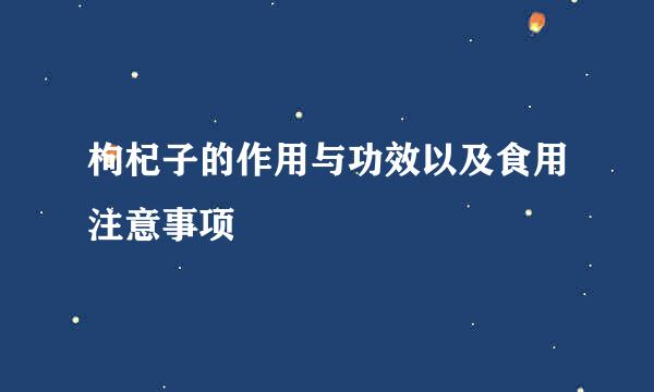 枸杞子的作用与功效以及食用注意事项