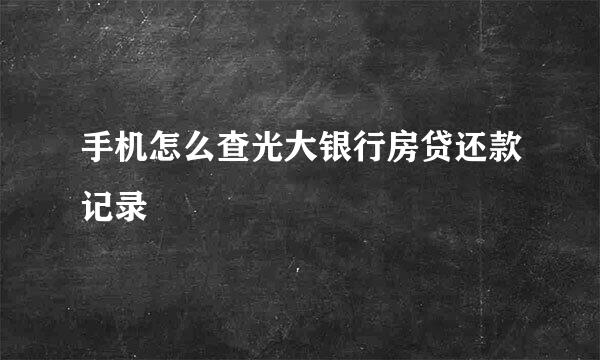 手机怎么查光大银行房贷还款记录