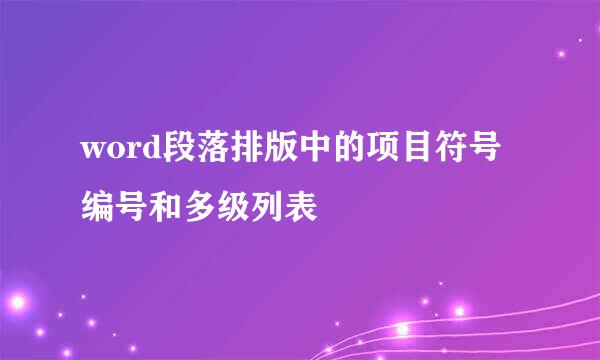 word段落排版中的项目符号编号和多级列表