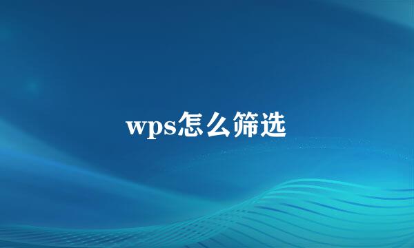 wps怎么筛选