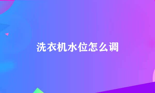 洗衣机水位怎么调