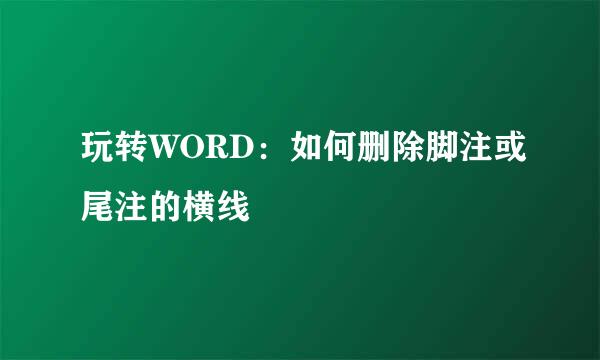 玩转WORD：如何删除脚注或尾注的横线