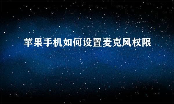 苹果手机如何设置麦克风权限