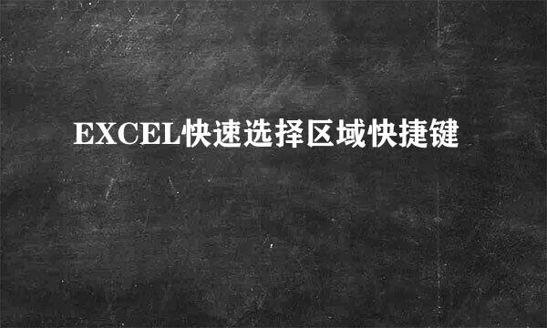 EXCEL快速选择区域快捷键