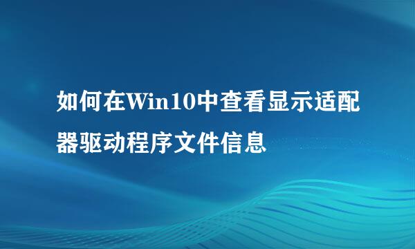 如何在Win10中查看显示适配器驱动程序文件信息