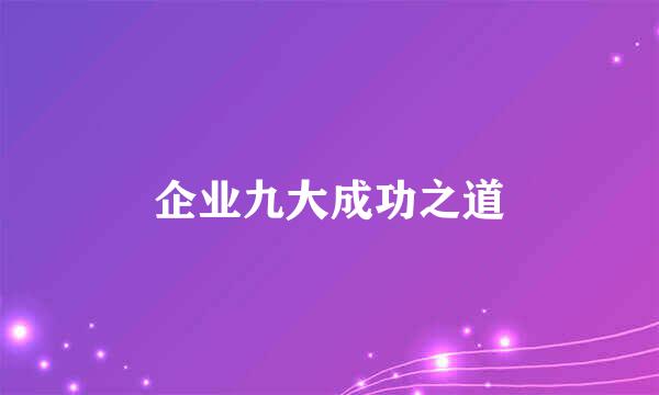 企业九大成功之道