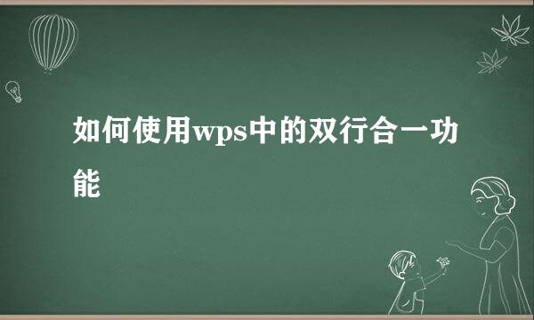 如何使用wps中的双行合一功能