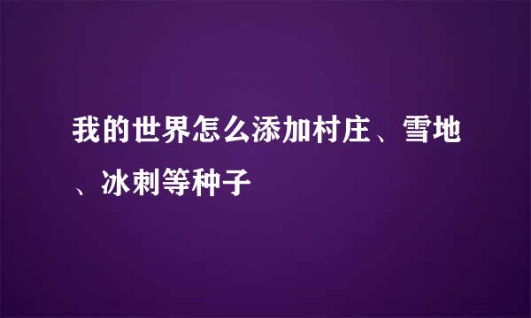 我的世界怎么添加村庄、雪地、冰刺等种子