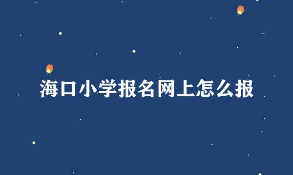 海口小学报名网上怎么报