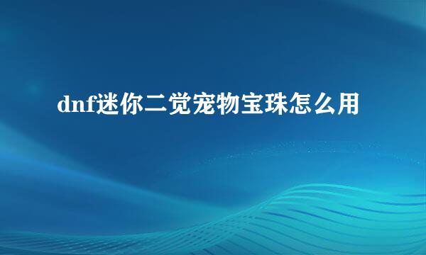 dnf迷你二觉宠物宝珠怎么用