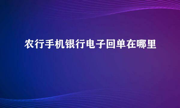 农行手机银行电子回单在哪里