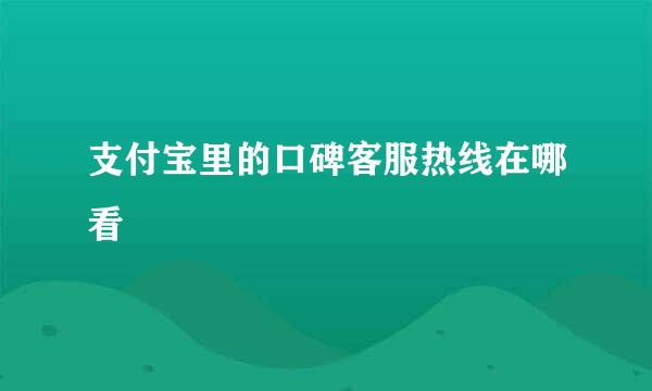 支付宝里的口碑客服热线在哪看