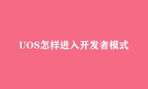 UOS怎样进入开发者模式