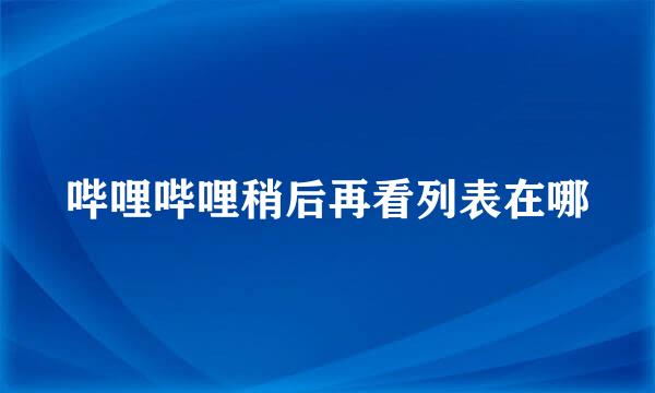 哔哩哔哩稍后再看列表在哪