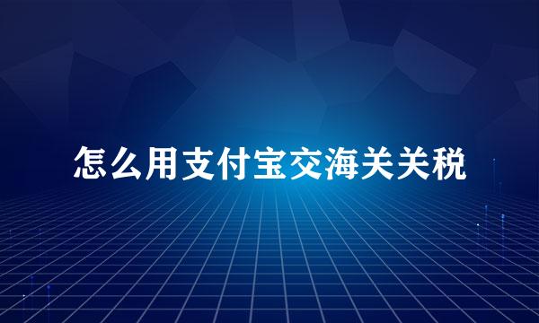 怎么用支付宝交海关关税