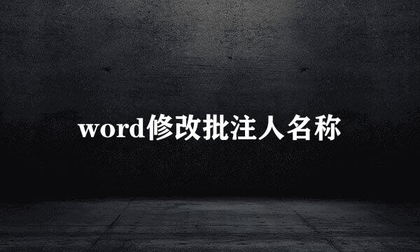 word修改批注人名称