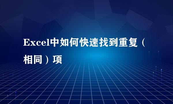 Excel中如何快速找到重复(相同)项