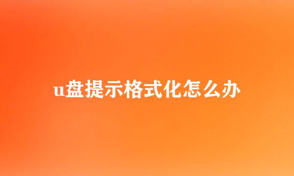 u盘提示格式化怎么办