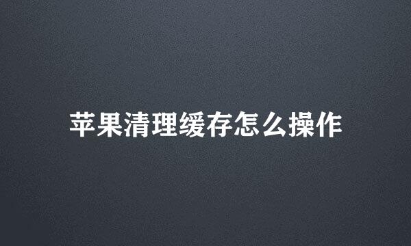苹果清理缓存怎么操作