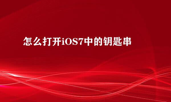 怎么打开iOS7中的钥匙串