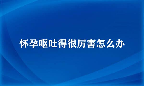 怀孕呕吐得很厉害怎么办