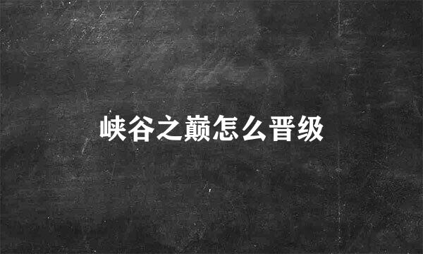 峡谷之巅怎么晋级