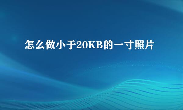 怎么做小于20KB的一寸照片