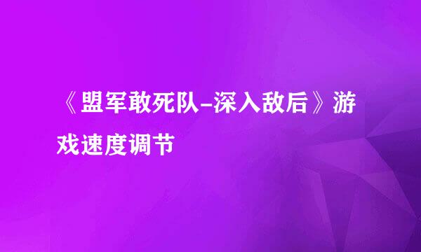 《盟军敢死队-深入敌后》游戏速度调节