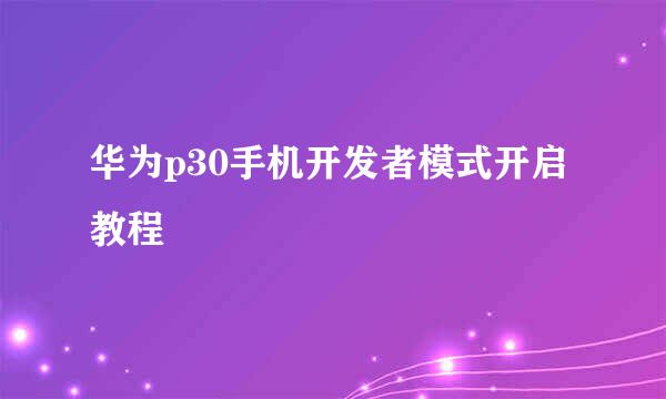 华为p30手机开发者模式开启教程